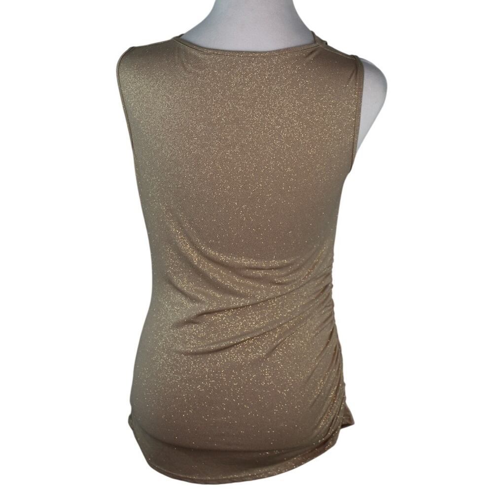 Boston Proper Tank Sleeveless Blouse Cowl Neck Elegant Gold Top Shimmer XXS - Picture 2 of 5